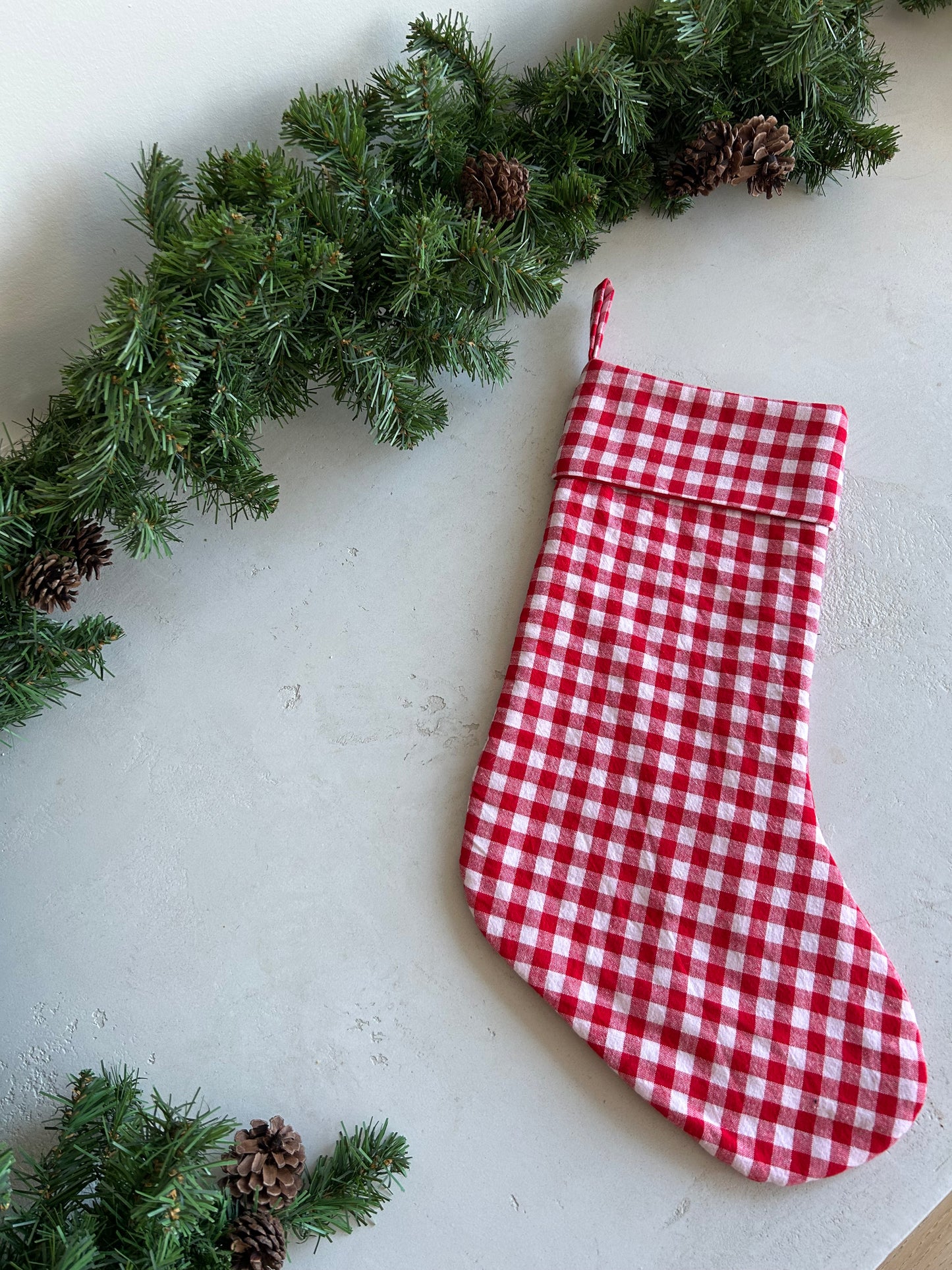 Gather Stocking- Red and White Gingham