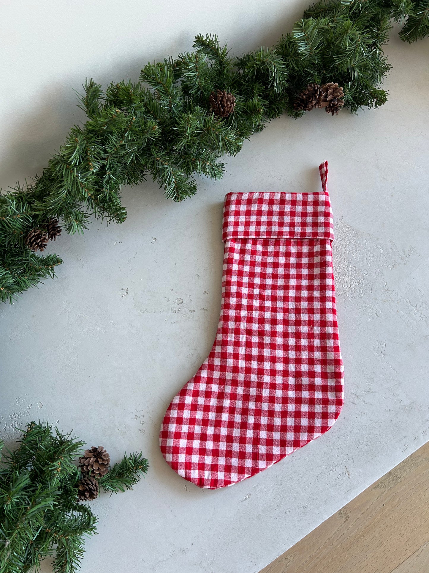 Gather Stocking- Red and White Gingham