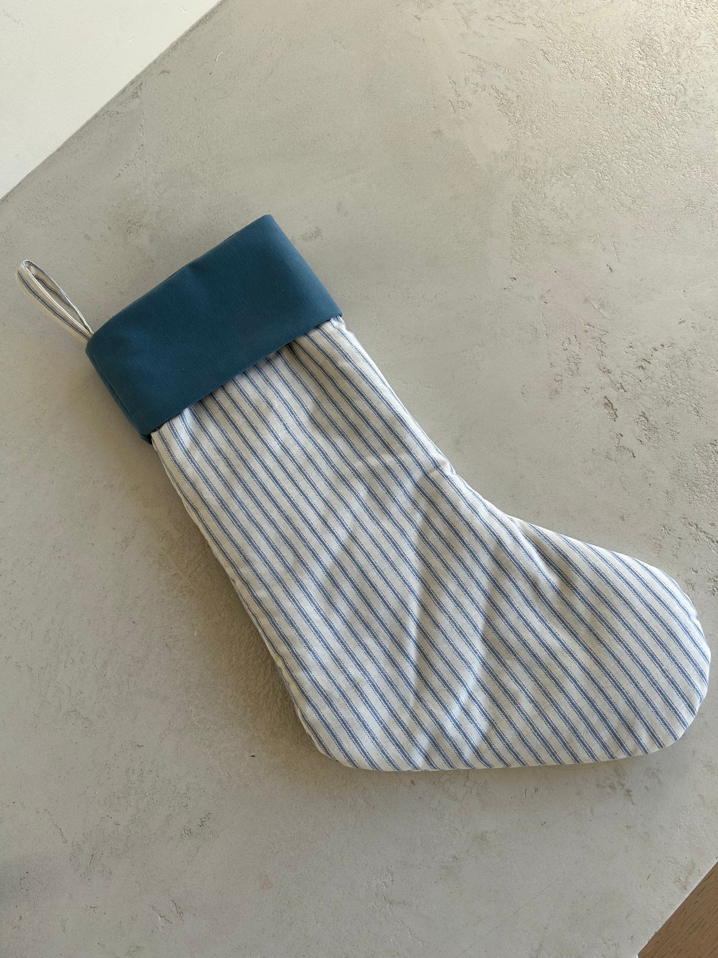 Gather Stocking- Blue Stripes with Cuff