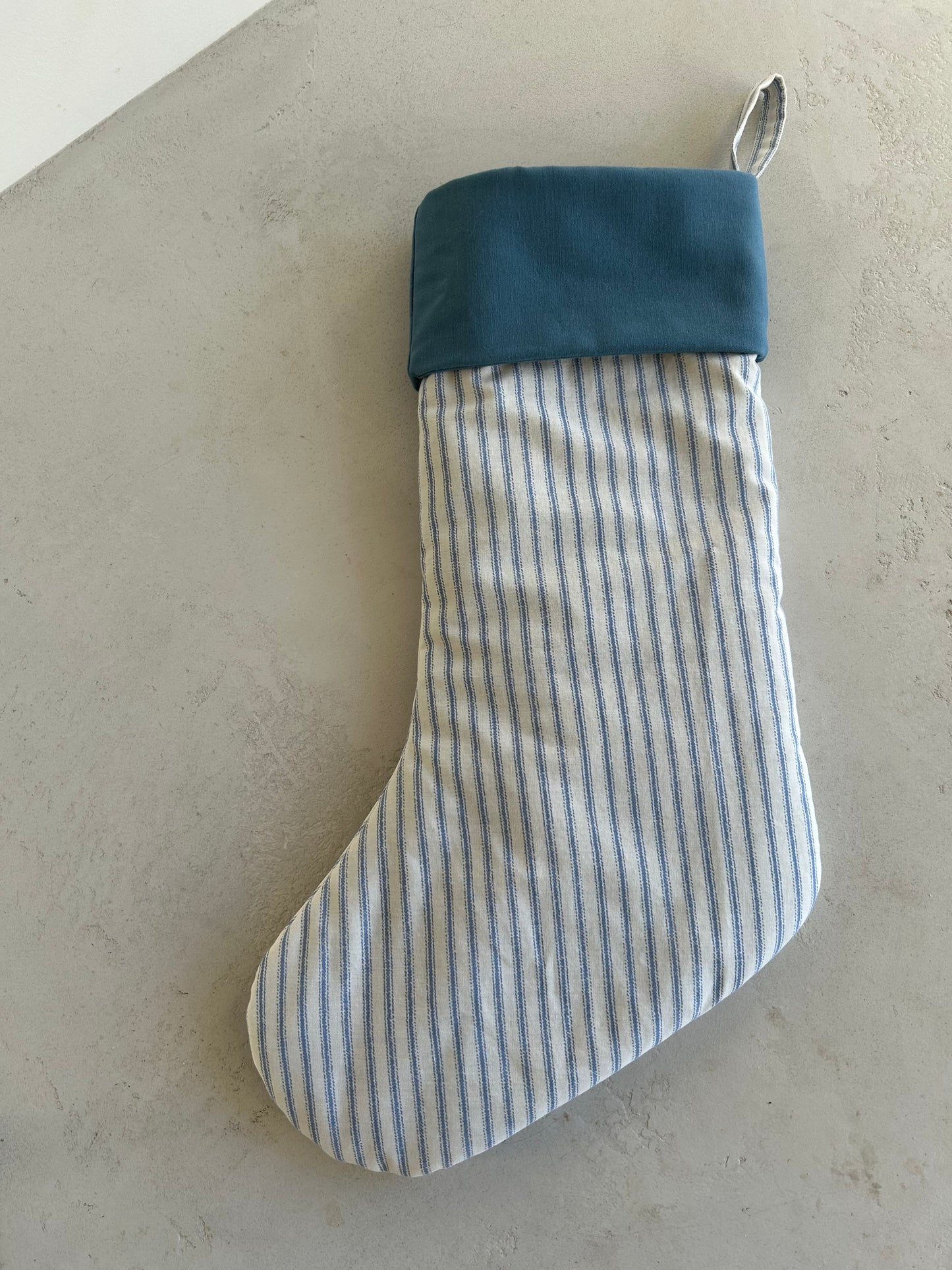Gather Stocking- Blue Stripes with Cuff